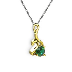 Taşlı Kuğu Kolye - Yeşil kuvars 18 ayar altın kolye (40 cm gümüş rolo zincir) #ygl2b4