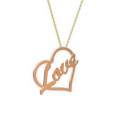 Kalpli İsim Kolye - 8 ayar rose altın kolye (4 karakterli el yazısı, 40 cm altın rolo zincir) #13yk0qg