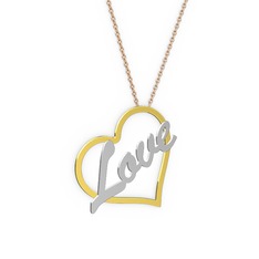 18 ayar altın kolye (4 karakterli el yazısı, 40 cm rose altın rolo zincir)