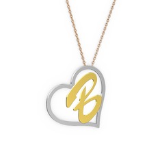Kalpli İsim Kolye - 18 ayar beyaz altın kolye (1 karakterli el yazısı, 40 cm gümüş rolo zincir) #19hfjmp