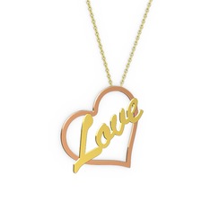 Kalpli İsim Kolye - 14 ayar rose altın kolye (4 karakterli el yazısı, 40 cm altın rolo zincir) #1b36449