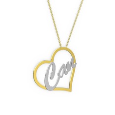 Kalpli İsim Kolye - 925 ayar altın kaplama gümüş kolye (3 karakterli el yazısı, 40 cm gümüş rolo zincir) #1cxuqm5