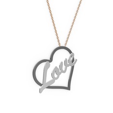 Kalpli İsim Kolye - 925 ayar siyah rodyum kaplama gümüş kolye (4 karakterli el yazısı, 40 cm gümüş rolo zincir) #1g30y0n