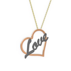 Kalpli İsim Kolye - 18 ayar rose altın kolye (4 karakterli el yazısı, 40 cm altın rolo zincir) #1jga9ic