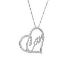Kalpli İsim Kolye - 18 ayar beyaz altın kolye (3 karakterli el yazısı, 40 cm beyaz altın rolo zincir) #1k5gjx