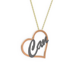 Kalpli İsim Kolye - 8 ayar rose altın kolye (3 karakterli el yazısı, 40 cm altın rolo zincir) #1v772eq