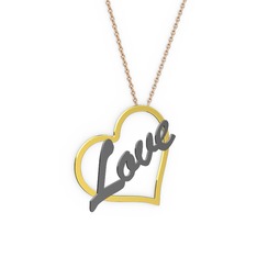 Kalpli İsim Kolye - 14 ayar altın kolye (4 karakterli el yazısı, 40 cm rose altın rolo zincir) #bys9pp