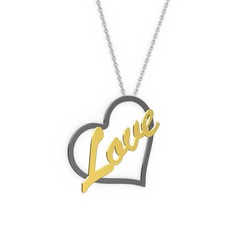 925 ayar siyah rodyum kaplama gümüş kolye (4 karakterli el yazısı, 40 cm gümüş rolo zincir)