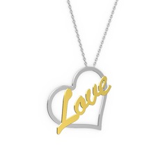 Kalpli İsim Kolye - 8 ayar beyaz altın kolye (4 karakterli el yazısı, 40 cm beyaz altın rolo zincir) #eyl14d