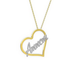 Kalpli İsim Kolye - 8 ayar altın kolye (5 karakterli el yazısı, 40 cm altın rolo zincir) #oxzkl1