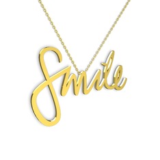 Smile Kolye - 14 ayar altın kolye (40 cm gümüş rolo zincir) #13c8nz3