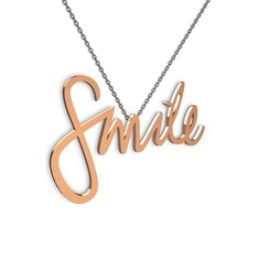 Smile Kolye - 14 ayar rose altın kolye (40 cm gümüş rolo zincir) #16eqw4