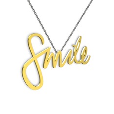 Smile Kolye - 14 ayar altın kolye (40 cm gümüş rolo zincir) #1trx5tm