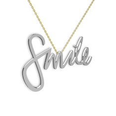 Smile Kolye - 8 ayar beyaz altın kolye (40 cm altın rolo zincir) #1udlibt