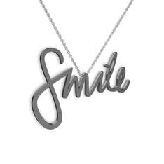 Smile Kolye - 925 ayar siyah rodyum kaplama gümüş kolye (40 cm gümüş rolo zincir) #1xb28xi