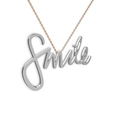 Smile Kolye - 14 ayar beyaz altın kolye (40 cm gümüş rolo zincir) #gqzib