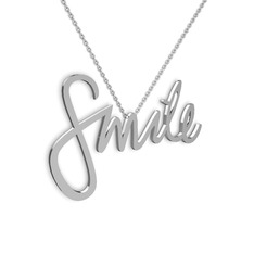 Smile Kolye - 14 ayar beyaz altın kolye (40 cm gümüş rolo zincir) #r12nc6