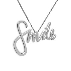 Smile Kolye - 14 ayar beyaz altın kolye (40 cm gümüş rolo zincir) #wxbj6d