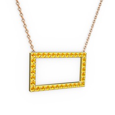 Sitrin 18 ayar altın kolye (40 cm rose altın rolo zincir)