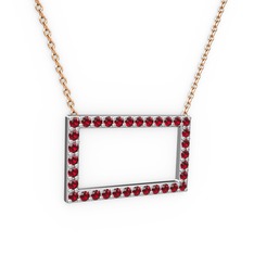 Garnet 8 ayar beyaz altın kolye (40 cm gümüş rolo zincir)