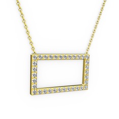 Dikdörtgen Kolye - Swarovski 925 ayar altın kaplama gümüş kolye (40 cm altın rolo zincir) #1ak37k3