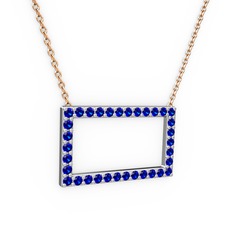 Lab safir 925 ayar gümüş kolye (40 cm gümüş rolo zincir)