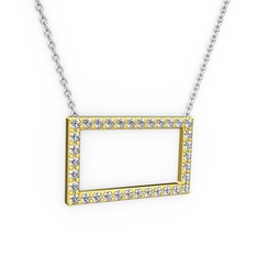Dikdörtgen Kolye - Swarovski 925 ayar altın kaplama gümüş kolye (40 cm beyaz altın rolo zincir) #1i6qssa