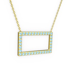 Dikdörtgen Kolye - Akuamarin 18 ayar altın kolye (40 cm altın rolo zincir) #1jl7cq5