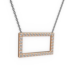 Beyaz zirkon 14 ayar rose altın kolye (40 cm gümüş rolo zincir)