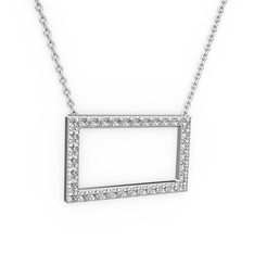 Dikdörtgen Kolye - Swarovski 14 ayar beyaz altın kolye (40 cm beyaz altın rolo zincir) #1v9a0rr