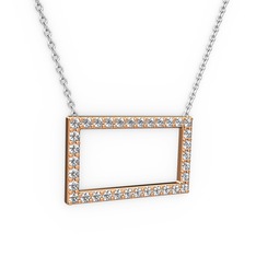 Dikdörtgen Kolye - Swarovski 18 ayar rose altın kolye (40 cm beyaz altın rolo zincir) #1vzoltq
