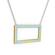 Dikdörtgen Kolye - Akuamarin 8 ayar altın kolye (40 cm gümüş rolo zincir) #1wa9l91