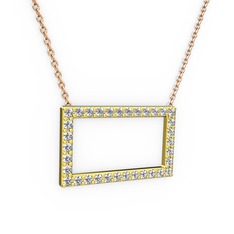 Swarovski 925 ayar altın kaplama gümüş kolye (40 cm rose altın rolo zincir)