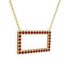 Garnet 8 ayar altın kolye (40 cm altın rolo zincir)