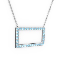 Akuamarin 925 ayar gümüş kolye (40 cm beyaz altın rolo zincir)