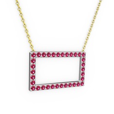 Rodolit garnet 18 ayar beyaz altın kolye (40 cm altın rolo zincir)