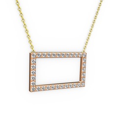 Dikdörtgen Kolye - Swarovski 14 ayar rose altın kolye (40 cm altın rolo zincir) #oc2kqf