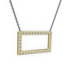 Dikdörtgen Kolye - Swarovski 14 ayar altın kolye (40 cm gümüş rolo zincir) #updns1