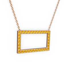 Sitrin 18 ayar rose altın kolye (40 cm rose altın rolo zincir)