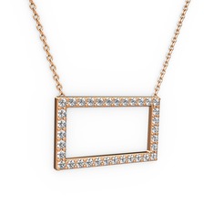 Dikdörtgen Kolye - Swarovski 8 ayar rose altın kolye (40 cm rose altın rolo zincir) #xk0bci