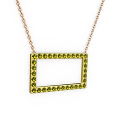 Peridot 18 ayar altın kolye (40 cm rose altın rolo zincir)