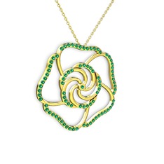 Taşlı Gül Kolye - Yeşil kuvars 18 ayar altın kolye (40 cm altın rolo zincir) #1c2q2wi