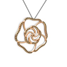 Dumanlı kuvars 18 ayar rose altın kolye (40 cm gümüş rolo zincir)