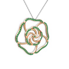 Yeşil kuvars 925 ayar rose altın kaplama gümüş kolye (40 cm beyaz altın rolo zincir)
