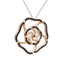 Siyah zirkon 14 ayar rose altın kolye (40 cm beyaz altın rolo zincir)