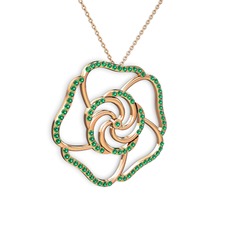 Yeşil kuvars 925 ayar rose altın kaplama gümüş kolye (40 cm rose altın rolo zincir)