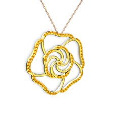 Sitrin 925 ayar altın kaplama gümüş kolye (40 cm rose altın rolo zincir)