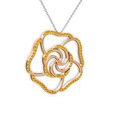 Sitrin 925 ayar rose altın kaplama gümüş kolye (40 cm beyaz altın rolo zincir)