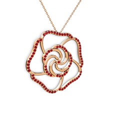 Garnet 14 ayar rose altın kolye (40 cm rose altın rolo zincir)