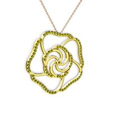Peridot 8 ayar altın kolye (40 cm gümüş rolo zincir)
